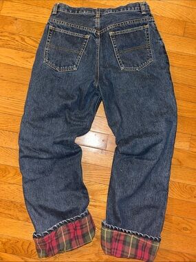 Classic LL BEAN sz 16 Dark Blue flannel lined Denim Jeans UNISEX